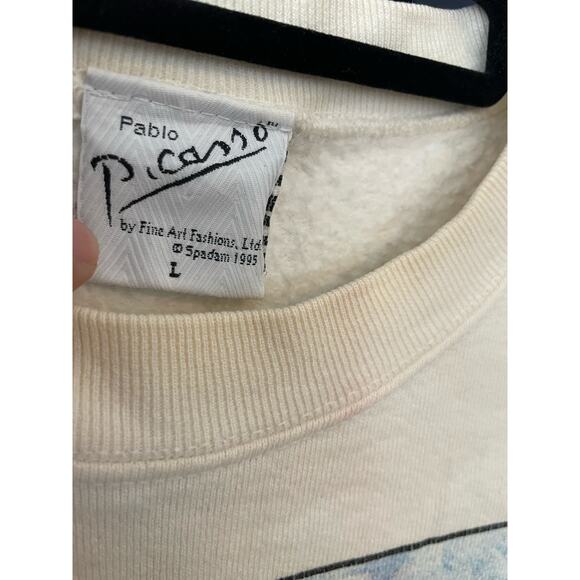 Vintage 90s Woman with a Yellow Hat Pablo Picasso 1995 Art Crewneck Adult Large - Picture 3 of 4